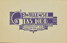 711677 Visitekaartje van P. Willemse, Leeraar M.O. Teekenen, Glas in Lood, enz., Oudegracht 318 te Utrecht.